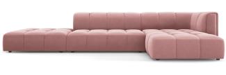 Micadoni Modulares Ecksofa Serena 5-Sitzer, offene Seite, Samtstoff Beige, Rosa, Rechts