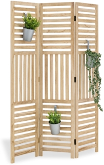 Paravent Raumteiler 3 teilig Holz Natur Raumtrenner Trennwand Sichtschutz Lamellen Spanische Wand