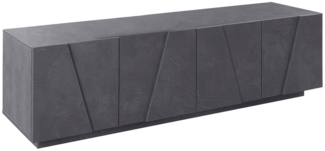 Dmora TV-Schrank Acix, niedriges Wohnzimmer-Sideboard, Fernsehständer-Basis, 100 % Made in Italy, 162 x 44 x 46 cm, Schiefergrau,