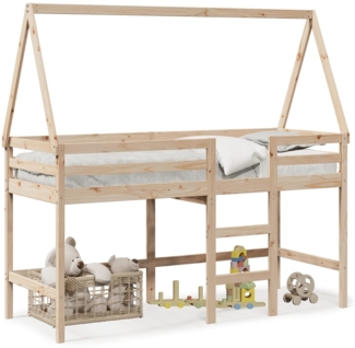 vidaXL Hochbett mit Leiter und Dach 80x200 cm Massivholz Kiefer 3282106