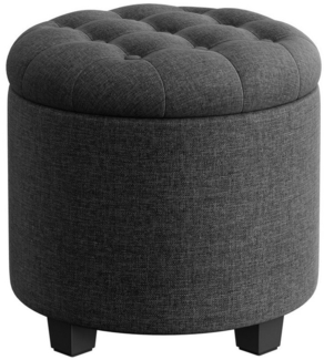 SONGMICS Sitzhocker rund, Fußhocker mit Stauraum, Schminkhocker mit Beinen, 45 cm d, 44,5 cm H, bis 150 kg belastbar, für Wohnzimmer Schlafzimmer, dunkelgrau LOMDE011G01V1