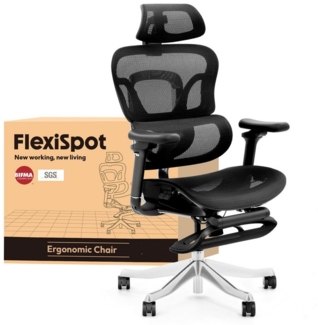 FLEXISPOT Bürostuhl ErgoX, Schreibtischstuhl Premium Ergonomischer (MIT Fußstütze, 5D Armlehnen & 4D Kopfstütze, 5D-verstellbare Rückenlehne), für Büroarbeit, Home Office und Gaming, 300KG Tragkraft