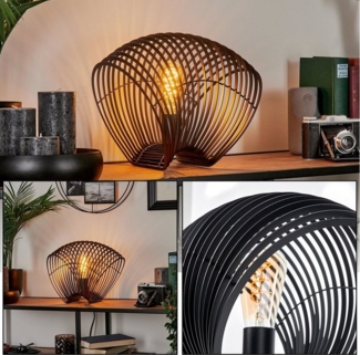hofstein Tischleuchte moderne Tischlampe aus Metall in Schwarz, ohne Leuchtmittel, Nachttischlampe An-/Ausschalter, Lichteffekt, 1xE27, ohne Leuchtmittel
