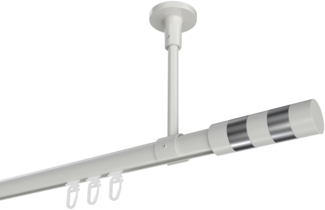 Innenlauf-Gardinenstangen-Set Sonette Mavell 360 cm (geteilt in 2x180 cm), 1-läufig, 20 mm Ø Weiß