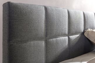 Furniture for Friends Doluna Valina Boxspringbett 160x200 cm H2/H3 in Hellgrau niedriges Kopfteil 90 cm Ideal für Dachschrägen inkl. Visco Topper + 7 Zonen Taschenfederkern-Matratze