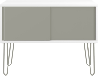 Bisley MultiRange Sideboard in Weiß-Lichtgrau - Büroschrank mit Schiebetüren 100cm breit, Retro-Design Kommode aus Holz & Metall, Schrank für Ordner, Bücher & Büro-Material, MS1007H-005-645