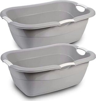 Centi Wäschekorb Wäschewannen XL, Wäschesammler, Wäschekorb Plastik (Set, 2 St, 68 x 46 x 25 cm), geschlossen mit ergonomischen Griffen