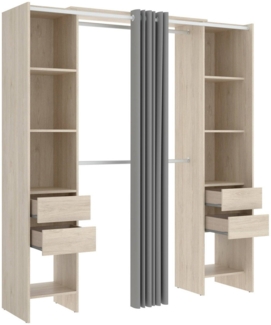 Dmora Großer Kleiderschrank Olaf, Schlafzimmermöbel, Schrank, Garderobe, 180x50 h205 cm, Eiche