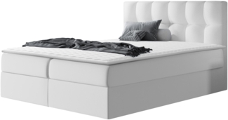 Boxspringbett Cleofas , Weiß, 160x200 cm, Kunstleder