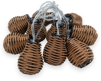 Spetebo LED-Lichterkette LED Rattan Lichterkette warm weiß - 10 LED / 180 cm, 10-flammig, Batterie betriebene Deko Lichterkette warm weiß für Innen