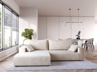 Compleo Ecksofa modern design, 240 cm breit, Modern Couch L mit Schlaffunktion, Schlafcouch Ausziehbar