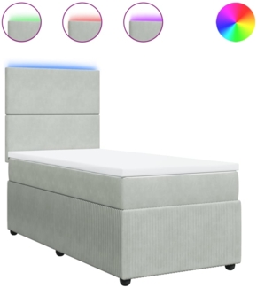 vidaXL Boxspringbett mit Matratze Hellgrau 90x190 cm Samt 3294508