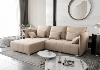 AX LIVING Beige Ecksofa mit Schlaffunktion Florinna 248cm L-Form