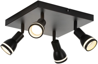 ZMH LED Deckenstrahler 4 Flammig Schwarz Wohnzimmer Deckenlampe Strahler Schwenkbar GU10 Spot Lampe Modern Deckenleuchte Deckenspot für Küche, Schlafzimmer, Flur, Ohne Leuchtmittel
