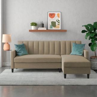 Dorel Home Ecksofa Celine, L-Form, mit Bett-Funktion und Stauraum. Recamiere beidseitig montierbar