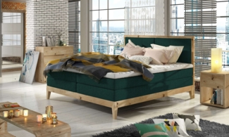 99rooms Cleta Boxspringbett Massiv Dunkelgrün 140x200