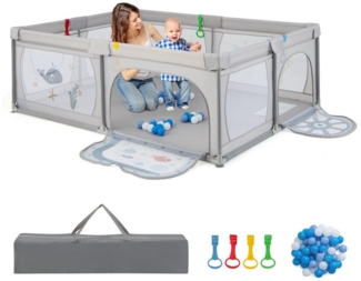 COSTWAY Laufstall Baby Laufgitter, 205 x 147 cm, mit Tragtasche