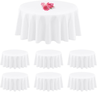 6er Pack Weiße Polyester Runde Tischdecken 90 Zoll - Hochwertige Tischdecken für