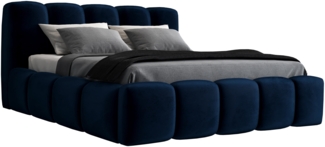A&J MöbelLand 'Sonic' Polsterbett, Polyester, Blau, 180 x 200, mit Lattenrost, mit Bettkasten