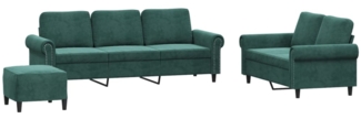 vidaXL 3-tlg. Sofagarnitur mit Kissen Dunkelgrün Samt 3202262