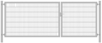 Einfahrtstor Classic Plus (2-flügelig) asymmetrisch Verzinkt 6/5/6er Doppelstabmatte Breite 325 cm x Höhe 140 cm