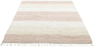THEKO Teppich Stripe Cotton, rechteckig, Höhe: 5 mm, Flachgewebe, gestreift, reine Baumwolle, handgewebt, mit Fransen