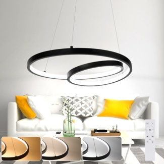 ZMH Pendelleuchte Esstisch Hängelampe LED: 40CM Schwarz Hängend Lampe Dimmbar Hängeleuchte Design Esszimmerlampe Modern Esstischlampe mit Fernbedienung Pendellampe für Wohnzimmer Schlafzimmer Küche