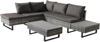 Merax 'Rattan Lounge' Gartenmöbel-Set für 4–5 Personen, Kunststoffgeflecht grau, 243x187x64 cm