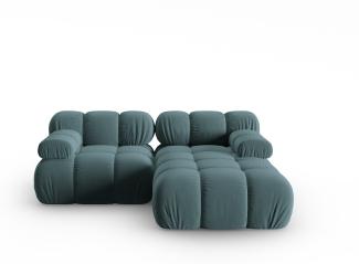 Micadoni Modulares Ecksofa Bellis 3-Sitzer Rechts Samtstoff Petrol