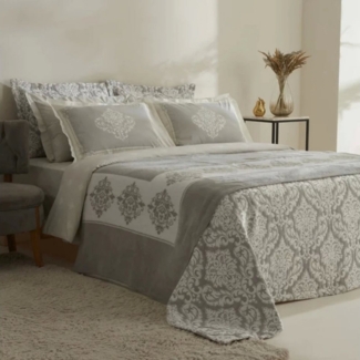 Karaca Home Bettwäsche Karaca Home Timeless 8-teiliges Hochzeitsset Bettbezug Tagesdecke Grau