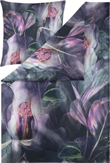 Estella Mako Satin Bettwäsche Kendra Blüten 4834-670 Aubergine 135x200