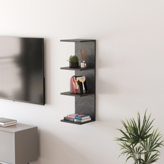 Wandregal Surahammar 95x30x28 cm Marmoroptik, schwarz [en. casa]