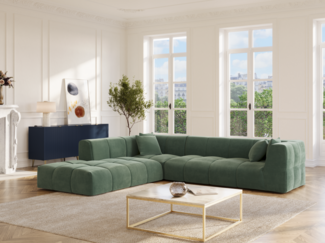 Vente-unique - Großes Ecksofa - Ecke links - Cord - Grün - NAEMIA von Maison Céphy