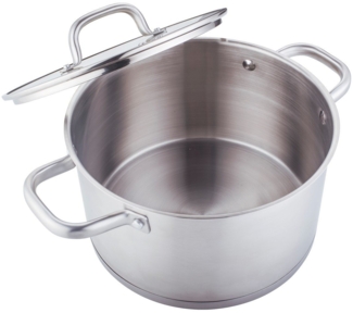 Bratentopf Ø20cm Edelstahl Kochtopf mit Glasdeckel geeignet für alle Herdarten silber 20cm