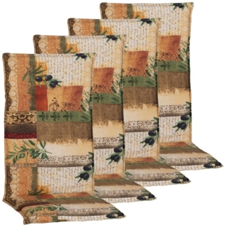 NYVI Hochlehnerauflage Hochlehner Auflagen Rio 4er Set - Stuhlauflage für Gartenstühle, (4 St), Sitzauflage, Pflegeleicht, Robust, Bequem
