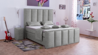 Meisterbetten Boxspringbett Vicy 160x220 in MS-Silver Grey, Matratzenbezug Nano, Ergoflex-Topper