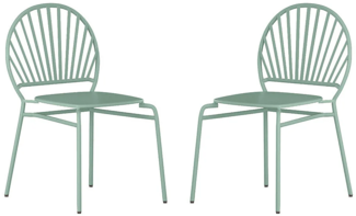 Vente-unique - Gartenstuhl stapelbar 2er-Set - Metall - Mandelgrün - CEDEIRA von MYLIA
