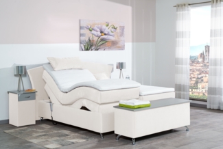 Meisterbetten Boxspringbett Huss 200x220 in VS-Weiß, Matratzenbezug Nano, Ergoflex-Topper