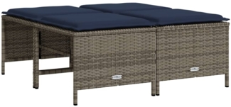 vidaXL Gartenhocker mit Kissen 4 Stk. Grau Poly Rattan 368369