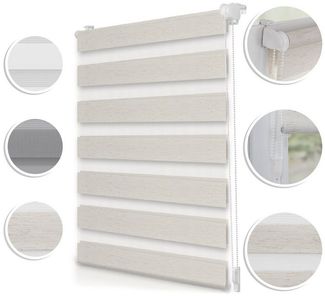 Doppelrollo Duo-Rollo Doppelrollo, Roomy, Klemmbar, Anschraubbar, freihängend, Klemmbar, Anschraubbar, Klemmfix, ohne Bohren, blickdicht, Sonnenschutz, freie Bedienseite