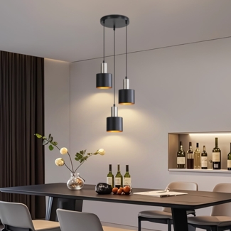 ZMH Hängelampe Esstisch E27 Pendelleuchte Vintage - Küchenlampe Hängend 3 Flammig Esszimmerlampe Schwarz Gold Hängeleuchte Kücheninsel Höhenverstellbar Industrielampe Ohne Leuchtmittel