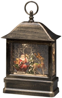 LED Schneelaterne Weihnachtsmann - wassergefüllt - H: 25cm - Timer - Batterie - Trafo - Innen