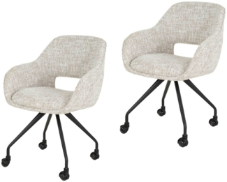 LEVEN Lifestyle Esszimmerstuhl LOTHAR mit Rollen Stuhl Küchenstuhl gepolstert Stoff Nosag Federung, mit Rollen