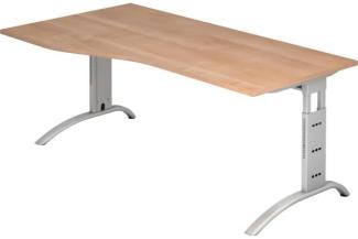 Schreibtisch FS18 C-Fuß 180x100 / 80cm Nussbaum Gestellfarbe: Silber