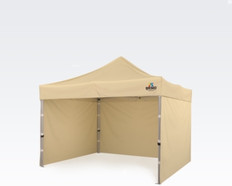 Pavillon 3x3m - mit 3 Wänden - Beige