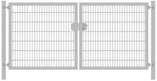 Einfahrtstor Classic 6/5/6 (2-flügelig) symmetrisch Verzinkt Doppelstabmatte Breite 200 cm x Höhe 140 cm