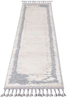 Carpet City Hochflor-Teppich Valencia 908, rechteckig, Höhe: 20 mm, Läufer, Boho-Stil, 3D-Effekt, Relief, Hoch-Tief-Struktur, mit Fransen