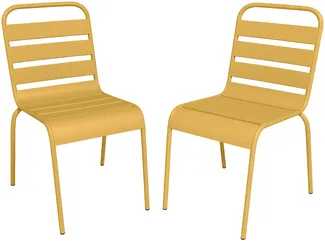 Vente-unique - MIRMANDE Gartenessgruppe Metall Gelb - B 59 cm x H 79 cm x L 47,5 cm