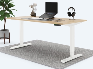Desktopia Pro X - Elektrisch höhenverstellbarer Schreibtisch / Ergonomischer Tisch mit Memory-Funktion, Ahorn, Gestell Weiß, 160x80 cm