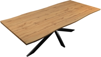 Esstisch Baumkante Holz Wildeiche-Optik 220 x 100 Spider-Gestell schwarz JOSY 507472